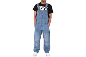DianShaoA Peto Corte Ajuste Holgado Pantalón para Hombre Mono Vaquero Mezclilla Jumpsuit Casual Pantalones con Bolsillos