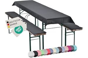 ‎NYVI NYVI Bierbankauflagen Set NYVIGala 240x90 cm Anthrazit - 1x Tischdecke für 220x70 cm Biertische & 2X Gepolsterte Auflage für 220x25 cm Bierbänke - Sitzauflage für Bierzeltgarnitur