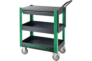STAHLWILLE Werkstattwagen 612 ST leer | Service Trolley mit Schublade und Zwei Einlegeböden | praktisch und robust | Hohe Tragkraft von Mind. 150 kg | Rollende Werkstatt