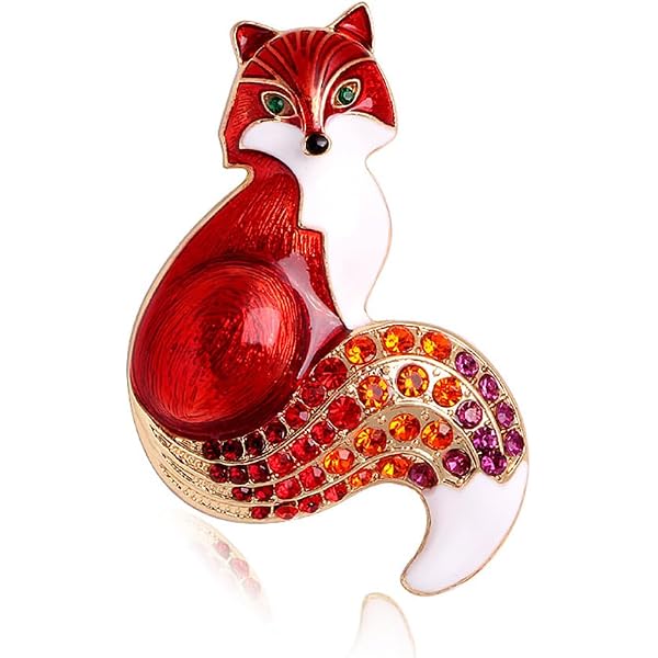 Fliyeong - Spilla a forma di volpe, in metallo smaltato, con motivo a forma di animale cartoni animati, alla moda, per decorare il cappello o come regalo