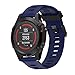 Produktbild Armband für Garmin Fenix 5X GPS Uhrenarmband, MuSheng Silikon Sport Weich Uhrenband Smartwatch Ersatzband mit Edelstahl Schnalle Band, Mehrfarbig (Dunkelblau)