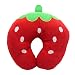 HuaYang Soft Cartoon Style U Shape Neck Rest Pillow Cushion For Car Airplane Travel(Strawberry)