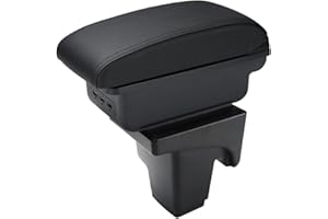 MARCHFA Caja de almacenamiento para reposabrazos Ajuste personalizado para Focus 3 MK3 2011-2019 Caja para reposabrazos con 3 puertos de carga USB 1PCS (línea negra)