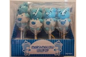 confezione espositore lecca mallow marshmallow gusto fragola orsacchiotti azzurri con salopette 12pz 45gr Rossini's