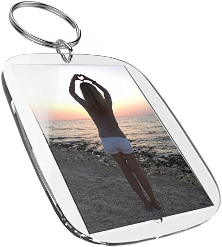 Clear Blank Acrlyic Keyrings (50 x 35 mm, 5 pcs) for Passport Photo, Picture Inserts, Name Key Tags