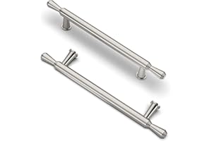 FURNIWARE Uchwyt meblowy, 10 sztuk, rozstaw otworów 128 mm, masywne uchwyty meblowe, do kuchni, szafki, do drzwi łazienkowych, szczotkowany satynowy nikiel