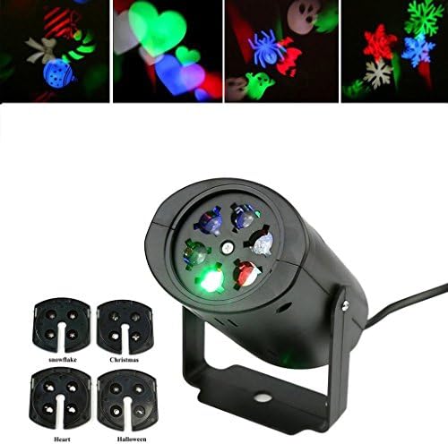 LED projector Lamp, 4 Different Pattern Projector Lamp for Christmas, Wedding, Birthday, Party Colorful Indoor Decoration Lamp