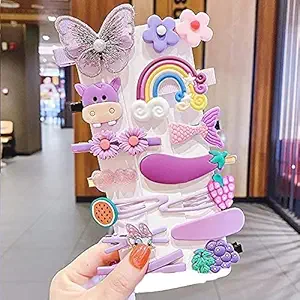 Homejoy 14 Pcs Multi Cream Hair Clips Set Baby Hairpin For Kids Girls Toddler Barrettes Hair Accessories (PURPLE)