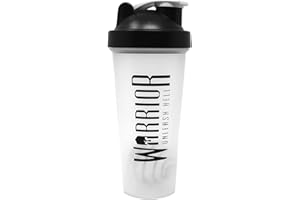 Warrior Protein Shaker Bottle, Includes Wire Mixball Blender – 600ml – Perfect for Mixing Powdered Shakes, Clear, BPA Free, Dishwasher Safe