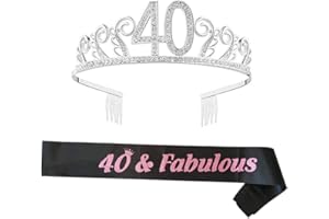 byou Compleanno Corona Diadema, Strass Corona Diadema con Satin Sash per Feste di Compleanno
