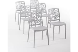 SIEDITI FUORI E DENTRO Sillas de resina moderna apilables de polipropileno con fibra de vidrio, para interior, cocina o comedor, exterior y jardín, sillas de restaurante y contract - Anna (6 Sillas, Gris claro)