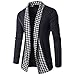 Produktbild Strickjacken Herren Longra Herren Lang Cardigan Strickjacke Open Jacke Knit Mantel Strick Jacke Sweatshirt Sweatblazer Männer Slim Fit Langarm Patchwork dünne lange Strickjacke-Mantel (2XL, Dark Gray)