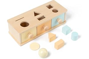 YAANI Giocattoli Montessori 2 in 1 Selettore di Forme e Scatola di permanenza degli Oggetti, per Bambini di 1 Anno
