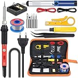 Vastar Kit Saldatore a Stagno Professionale, 60W con Pinzette Antistatiche, Telaio in Ferro, 5 Punte, Adatto a Manutenzione D