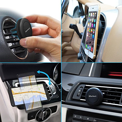iHarbortÂ® Supporto Auto Magnetico Supporto da Auto Parabrezza Universale Dashboard car mount holder per iPhone 6S / 6/6 Plus / 5S / 5C / SE Galaxy Note 4 3 Samsung Galaxy S5 / S6 / S6 Edge / S7 / Edge e Altro smart Phone (nero)