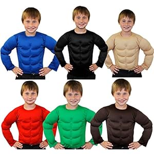 infantil Artificial Músculos Pectorales – Perfecto Accesorio Traje Halloween o para Superhéroe Disfraz – Estándar y tamaño extra grande – Disponible en 6 COLORES: Beis / Piel,marrón,negro,verde,rojo,