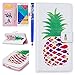 Produktbild FESELE Bunt Schutzhülle für [Samsung Galaxy A3 2016] Brieftasche Hülle Leder Tasche Flip Case Handyhülle mit Standfunktion und Magnetverschluss, Samsung Galaxy A3 2016 Flip Hülle Wallet Case Kartenfach Ledertasche Leder-Mappen-Karten-Slot-Abdeckung für Samsung Galaxy A3 2016 + Blau Eingabestift Stylus Touch Pen-Ananas