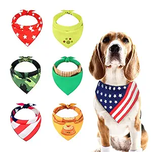 Chrider Dog Bandana, 6 Pieces Birthday Gift Washable Triangle Dog Bandanas, Bib Scarf for Pet, Adjustable Kerchief Accessories for Small Medium Large Sized Dogs Puppy Cats