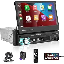 Autoradio 1 Din Hikity Con Schermo Motorizzato 7" - Wireless CarPlay, Android Auto, Bluetooth 5.1, FM, Retrocamera