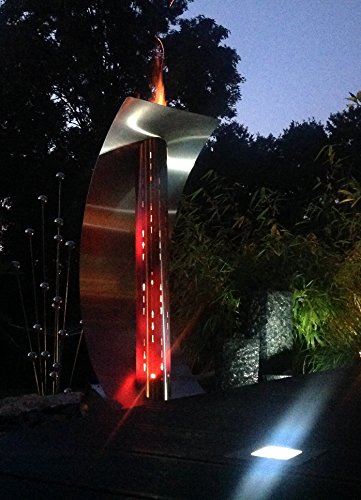 Edle Design-Feuerstelle für Garten und Terrsasse – Moderne Feuersäule aus hochwertigem Edelstahl, Feuersegel 42 x 34 x 96 cm - 2
