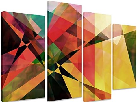 Canvas Art Picture - Geometric Paperlike Abstract Background + 4 Panel Extra Large - Multi Split Panel - Total Size 152cm x 111cm (60"x44") - Stapled onto Timber frames, ready to hang - Exclusive Art by Fluffy Cloud Design