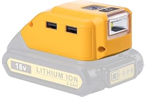 TPDL Adaptador de batería para Dewalt 20V de Iones de Litio, Conector y luz de Trabajo LED, así como Dos Cargadores USB, Adaptador de alimentación Compatible con Dewalt DCB090 DCB091