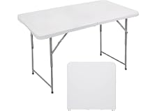 FORUP Folding Utility Table, 4ft Fold-in-Half Portable Plastic Picnic Party Dining Camp Table