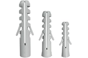 GRANTOP Juego de tapones de pared, 300 tapones RawlPlugs de 6 8 10 mm, tamaños variados, tubos de plástico, tapones de pared de expansión de mampostería para fijaciones de placas de yeso (gris)