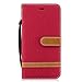 Produktbild Hozor Apple iPhone 7 Plus/iPhone 8 Plus Hülle, Bookstyle Leder Handyhülle mit Standfunktion Aufklappbar Schutzhülle Denim Flip Case Wallet Cover mit Kartenfächern - Rot