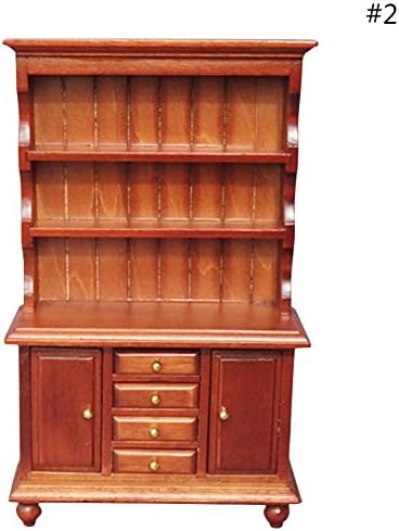 HUUATION 1:12 Mini Dollhouse Miniature Furniture Showcase Wooden Bookshelf Bookcase Book Cabinet