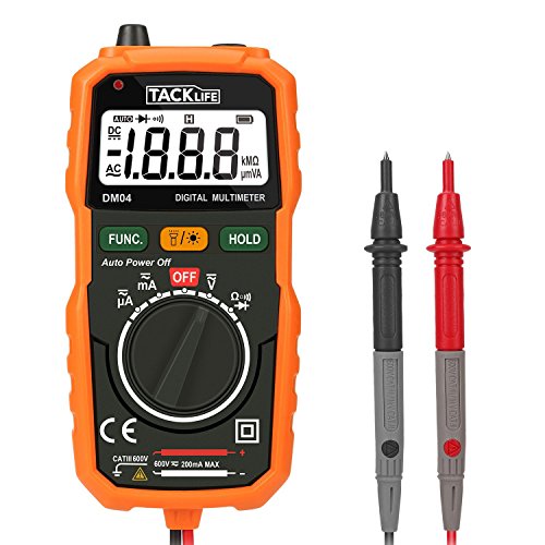 Tacklife DM04 Klassisches Pocket Digital Multimeter Autorange Multi Tester mit Non Contact Voltage Spannungsmesser, Stromprüfer, Widerstand) Strommessgerät