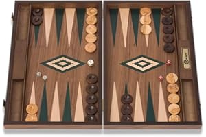 UBER GAMES Green Uber Walnut Backgammon Set - Fantastic Quality Foldable Walnut Backgammon Boards measuring 48cm x 60cm x 4xm when open.