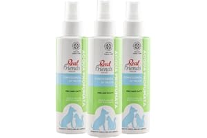 REAL FRIENDS PETCARE Real Friends | Acqua Profumata con Essenza di Talco 3 x 125 ml, Profumo per Cani e Gatti, Senza Alcool e Senza Gas, Certificazione ICEA, Made in Italy