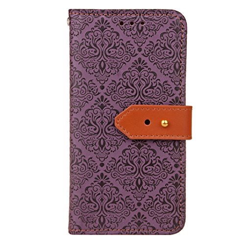 iPhone 6 Lederhülle, Asnlove PU Ledertasche Schutzhülle + Weich Hülle Stand Feature Flipcase Tasche Leather Case mit Standfunktion Tablet Etui mit Karte Slots für iPhone 6 Case, iPhone 6s Cover – Lila - 2