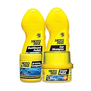 PIDILITE Motomax Car Grooming Kit 1-2k Rubbing Compound 200 g, Car Shampoo 100 ml, Dashboard Polish 100 ml, Cream Polish 60 g