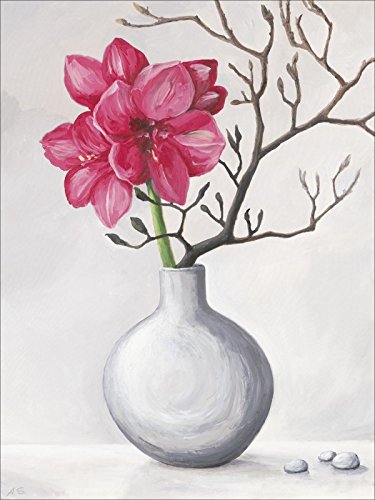 Artland Wandbilder selbstklebend aus Vliesstoff oder Vinyl-Folie A. S. Rote Amaryllis Botanik Blumen Amaryllis Malerei Weiß