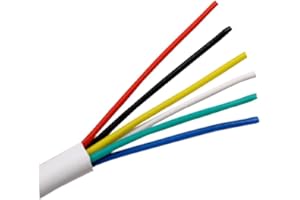 Ali's DIY Câble d'alarme isolé en PVC Blanc 6 core fils - 30 metre Longueur de coupe personnalisée