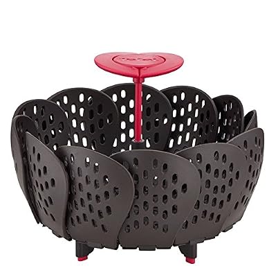 Tefal K2071614 Ingenio Panier Vapeur Silicone noir et rouge ustensile de cuisine ingénieux sans bisphénol A