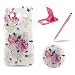 Produktbild Für Samsung Galaxy Core 2 Duos G355H Hülle Silikon Schutzhülle Tasche TPU Silikon Weiche Gel Etui Schale Bumper Case Cover Skin,Herzzer Modisch Hochwertig Ultra Dünn Slim Thin Bunt Handytasche Mit [Rosa Blumen Muster] Guter Schutz Kratzfest Flexibel Leicht Gummi Rubber Jelly Soft Protective Stabil Handyhülle Schutztasche Back Cover Case Shell für Samsung Galaxy Core 2 Duos G355H + 1 x Frei Rosa Handy Halterung Ständer + 1 x Frei Rosa Stift Stylus