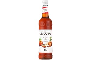 MONIN Premium Pumpkin Spice Syrup 1L for Coffees, Frappes and Cocktails. Vegan-Friendly, Allergen-Free, 100% Natural Flavours and Colourings. Perfect for Pumpkin Spice Lattes