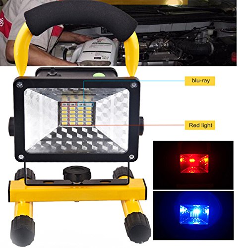 Latinaric 30W LED Akku Flutlicht Scheinwerfer 360°Drehbar Sicherheit Baustrahler Strahler IP65 für Camping Outdoor mit 3 Leucht Mode - 6