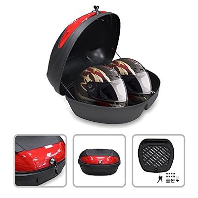 Todeco - Top Case Universel, Coffre pour Casque - Matériau: PP - Taille: 59,5 x 43,5 x 31 cm - Noir, 52 Litre(s)