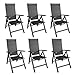 Produktbild 6er Set Alu Hochlehner Klappstuhl Klappsessel Gartenstuhl Gartensessel Positionsstuhl mit 4x4 Textilenbespannung Polywood-Armlehnen Lehne 6-fach verstellbar klappbar