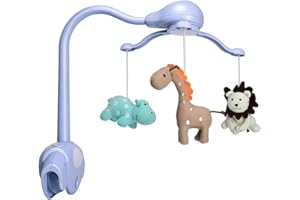 Cutie Pumpkin Next to Me Crib Mobile,Music Cot Mobile for Baby Boys or Girls,Light Blue Bedside Crib Moble with Clamp,Music,Rotation,Natural Sounds,Timer Function,Starlight Projection