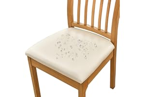 Bestenrose Pack de 4 Fundas Sillas Impermeable De Funda Sillas Comedor Funda de Cojín Extraíble Lavable para Asiento de Funda Protectora para Funda de Silla(Beige 4pcs)