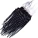 Fureya Hair Brazilian Virgin Hair Human Hair Closure With Baby Hair Kinky Curly Top Lace Closure Part 8" Naturl Black Bleached Knots (free part)