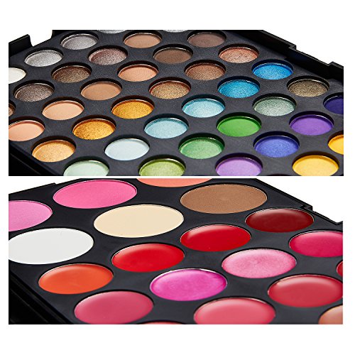 VALUE MAKERS® 82 Farbe Make up Paletten Kit – 60 Farbe Lidschatten-Palette + 16 Farbe Lip Gloss + 3 Farbe Blusher + 3 Farb Contour Kit + Make up Pinsel - 4