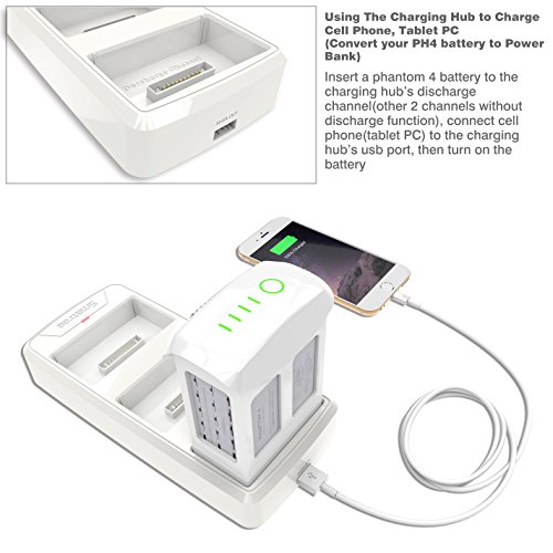 Ganga Smatree Cargador Multifuncional de Batería para DJI Phantom 4 / 4 Pro Quadcopter - Carga 3 Baterías Una por Una (Con Función de convertir Batería de Phantom 4 en Cargador Portátil) Comentarios