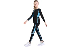 linboo Mädchen Sportanzug 2tlg Yoga Anzug mit Langen Ärmeln und Hosen, Kleidung Set, Atmungsaktiv und Elastisch, Outdoor eng anliegende Tanz- und Fitnessbekleidung für Kinder