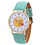Juliyues Uhren Frauen,Damen Mode Netter Ausdruck Analog Quarz Uhr Armbanduhr mit Lederarmband Geschäfts Armbanduhren